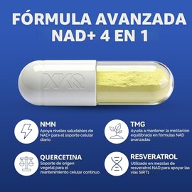 XKQ Suplemento NAD+ de 910 mg, 60 porciones, toma 2 al día | Ribosida de nicotinamida para un envejecimiento saludable, apoya la energía celular, el c