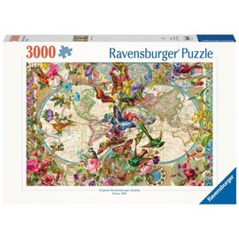 Ravensburger - Flora & Fauna World - 3000 Piece Jigsaw Puzzle - Stunning Vivid Colors - Bright Birds, Butterflies, Flowers & Leaves - Frameable - Premium Quality - Puzzles for Adults