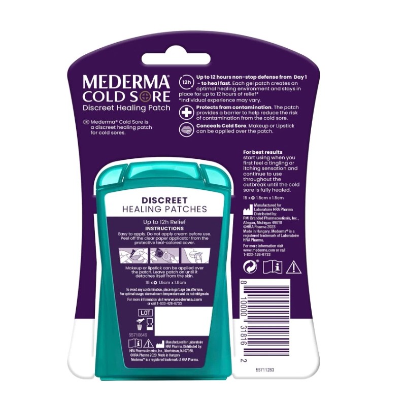 Mederma Cold Sore No Touch Discreet Healing Patch, 12 Hour