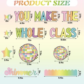 Mooliwe 63 Pcs Disco Ball Classroom Bulletin Board Decoration Set You Make The Whole Class Shimmer Bulletin Board Classroom Door Decor for Chalkboard Blackboard School Wall Decorations