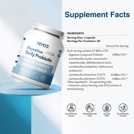 NYO3 Digestive Probiotics 57 Bilion CFU 7 Strains,60 Capsules,Bloat Relief, Supports Digestion & Immune Health