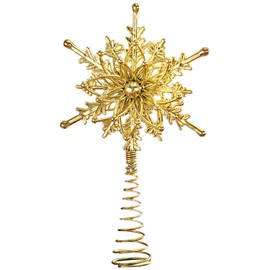 Christmas Tree Star, Gold Christmas Tree Topper Decoration, Snowflake Star Tree Topper, Electroplating Plastic Tree Topper Decor, for Christmas Tree Christmas Party Home Decor (gold B)
