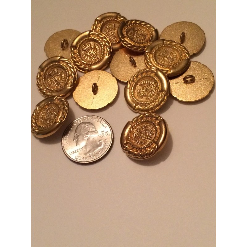 All Metal Gold Tone Shanks w/ Crown/Leaf Pattern - .75"