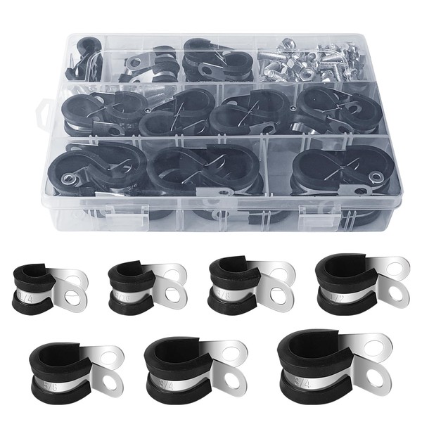 78PCS Cable Clamps Assortment Kit, 7 SIZES 5/16" 3/8" 5/8"