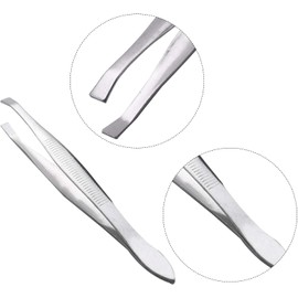 1pc Silver Slanted Flat Tip Tweezer,Slanted Flat Tip Metal Hair Eyebrow Tweezer Cosmetic Tool for Lady Shave and Hair Removal
