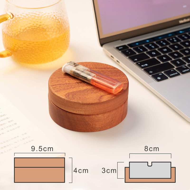 Ashtray with Lid, Stylish, Combined with Wooden and Stainless Steel,