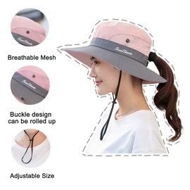 BEISIJIA Women Sun Hat Wide Brim UV Protection Summer Hat Breathable Mesh Foldable Outdoor Hiking Fishing - Cowboy. rose