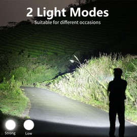 Super Bright Flashlight 1400LM 6800mAh Handheld Spotlight,50H Long Lasting Rechargeable Spotlight IP67 Waterproof Bright Flashlight Lightweight for Camping Hiking Boating(Aluminium head ring)