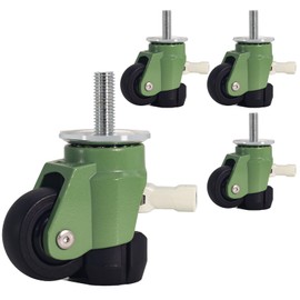 Stem Leveling Casters Wheel with Ratchet Handle Set of 4 Height Adjustable Caster, 1/2 Inch and M12 Stem Size, Total Load 580 Lbs Heavy Duty Industrial Retractable Casters for Machine, Workbench.