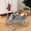 Wagon Planter, Decorative Wooden Garden Planter with Wheels, 2 Planting