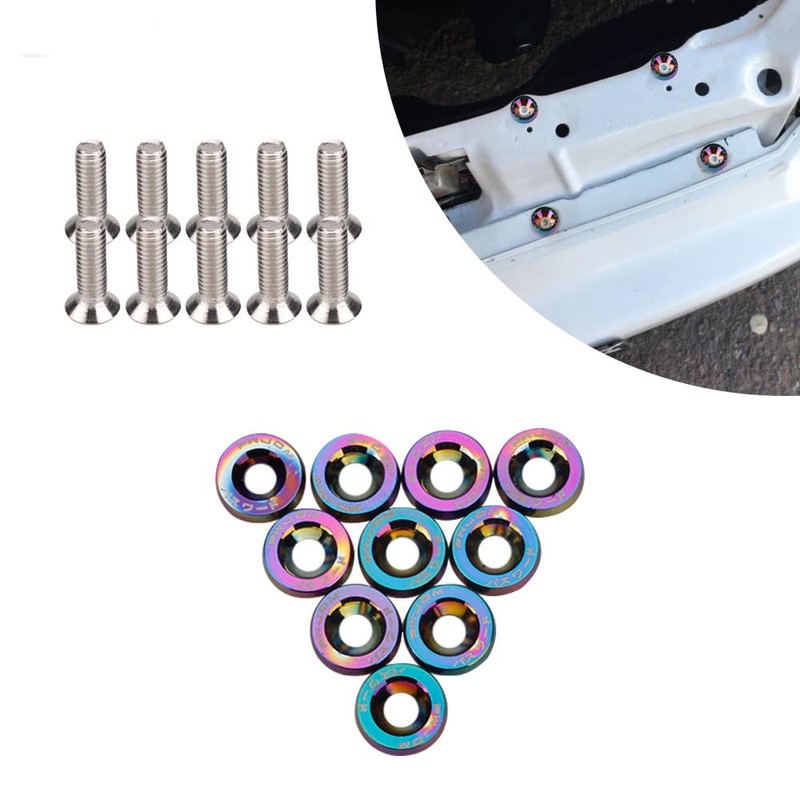 10pcs Aluminium Washer Screws, Anodised M6 x 20 Washers &