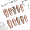 JODSONE Press On Nails Rhinestone Square Wearable Nails Streaming Glitter