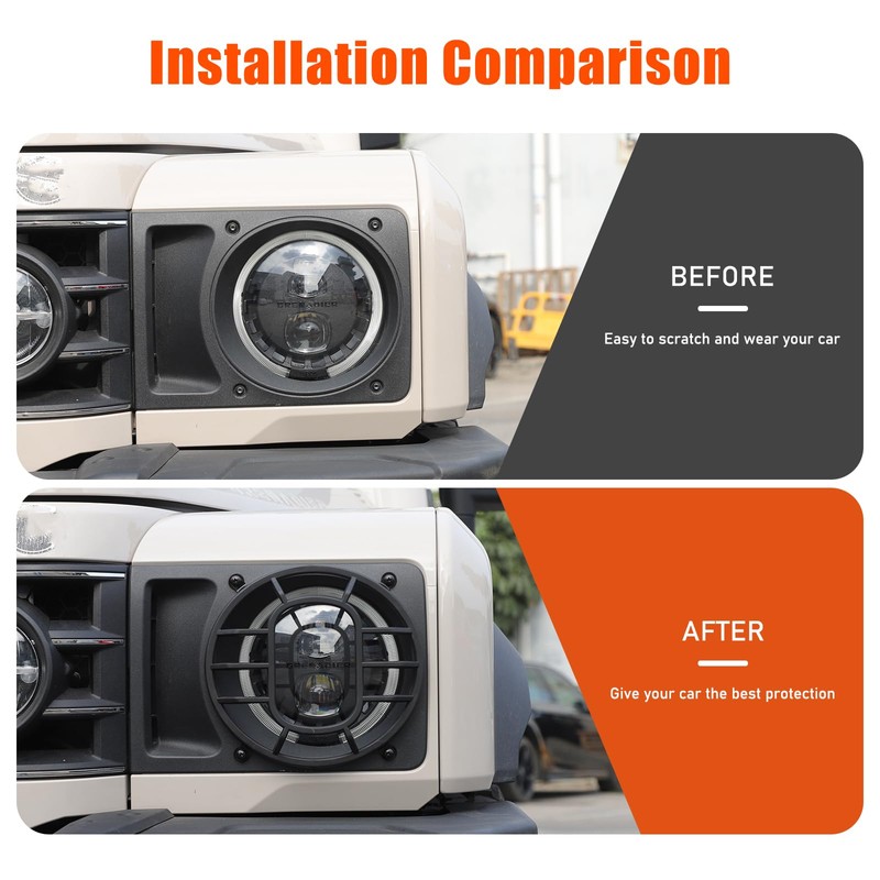 Car Headlight Protection Cover Trim Compatible with Ineos Grenadier 2020-2024