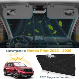 2025 Upgrade Windshield Sun Shade Umbrella Custom Fit for Honda Pilot 2023 2024 2025 Foldable UV Protection Car Cover, Emergency Rain Shield & Dashboard Protector - Durable Auto Accessory