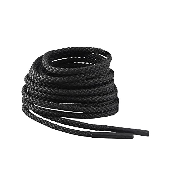 IRONLACE Unbreakable Round Bootlaces - Indestructible, Waterproof & Fire Resistant Boot & Shoe Laces, 1500-Pound Breaking Strength/Pair, Black, 54-Inch, 3.2mm Diameter, 1-Pair