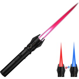 Torch Lighter, Red/Blue Flame Adjustable with Safety Lock, Bright Fire Lighter, Refillable Butane Gas Windproof Jet Flame Cool Lighter, for Candles Grill BBQ Fireplaces Camping Gift for Man