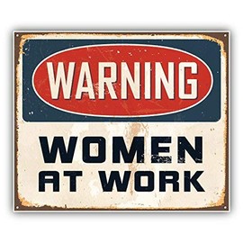 DG Graphics Warning Women at Work Vintage Sign Art Decor 5'' x 4'' Vinyl Decal Sticker Wall Window Any Smooth Surface
