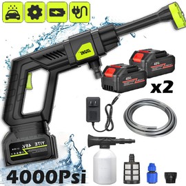 4000 PSI Pressure Washer 300W Cordless Electric High Pressure Washer 2 Batterie