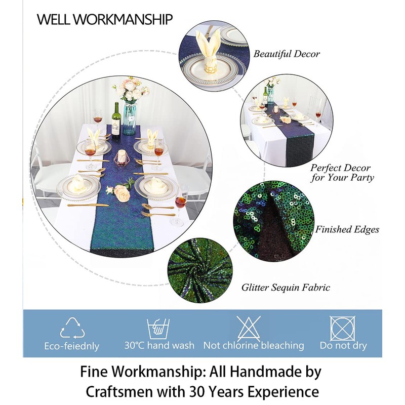 ShinyBeauty Sequin Table Runner 12x72 inch Home Decor for Party