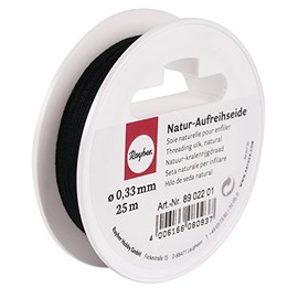 Rayher Seta Naturale per Infilare, Nero, 0,35 Mm Ø, Rocchetto 25 M, 8902201