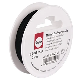 Rayher Seta Naturale per Infilare, Nero, 0,35 Mm Ø, Rocchetto 25 M, 8902201