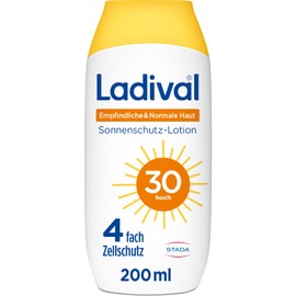Ladvial Sensitive & Normal Skin Sun Protection Lotion SPF 30: Sun Cream for the Body, Moisturises, Waterproof, with 4x Cell Protection, 200 ml
