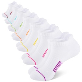 Heatuff 7 Pairs Womens Ankle Socks Athletic Cushioned Anti-Blister Running Low Cut Socks with Tab