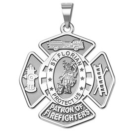 PicturesOnGold.com Saint Florian Patron of Firefighters Religious Medal - 3/4 x 3/4 Inch, Sterling Silver - Round Pendants Protection Jewelry Christian Gifts for Men & Women