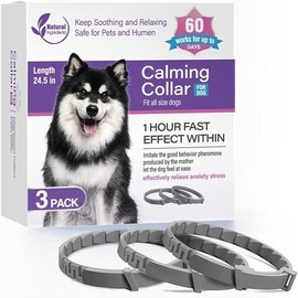 3-Pack Calming Collars for Cats & Dogs | Pheromone-Infused for Anxiety & Stress Relief | 25-Inch Adjustable Breakaway Design for Small, Medium, and Large Pets | Lasts 60 Days - Color: Dog-Grey