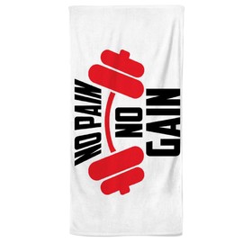 Power Towel das Coole Gym Fitness & Sports Towel with a Message, Various Motivational Quotes, Size 50 cm x 100 cm, Power Towel Microfibre Cotton (No Pain No Gain No Gain Red)