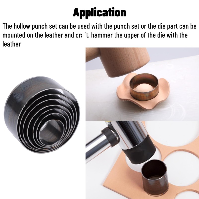 7 Pieces Round Leather Punch Tool, Round Hole Punch, High