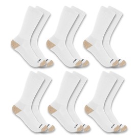 Carhartt Men's Midweight Synthetic Blend Crew Sock 6 Pack, White, Large