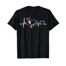 Paint Brush With Palette Heartbeat Funny Artist/Painter/Art T-Shirt
