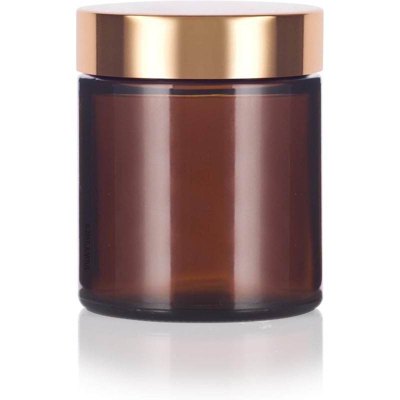 (12 Pack) 9 oz Amber Glass Jar with Gold Overshell