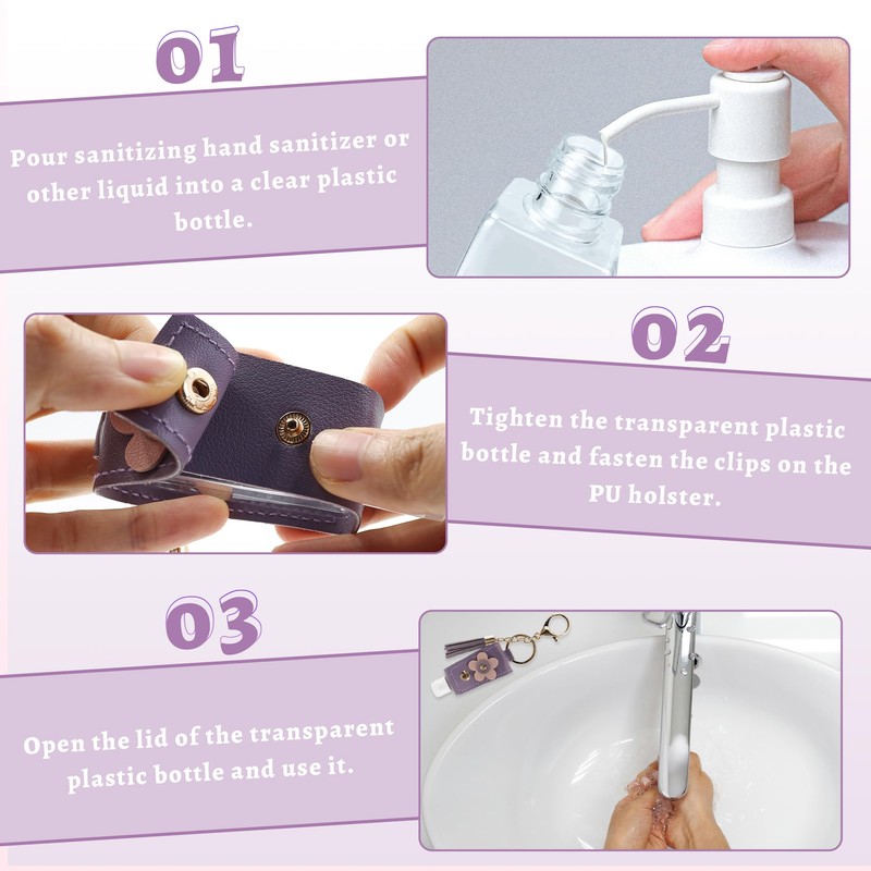 Schlüsselanhänger mit Handdesinfektionsmittel, 4 Farben, 30 ml tragbarer Leder-Schlüsselanhänger mit