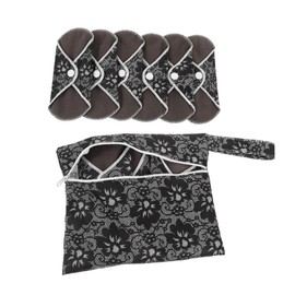 Minkissy Comfortable Sanitary Napkin Set 6 Pcs Bamboo Fiber Reusable for Maternity Periods