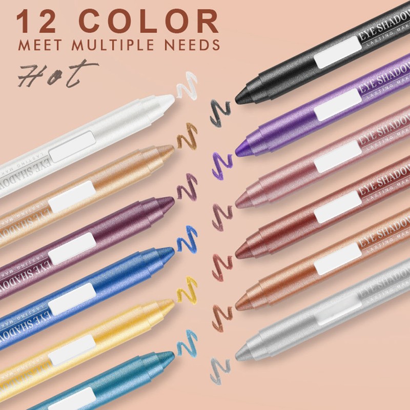 12 Color Eye Shadow Pen Glitter Eyeliner Eye Shadow Pencil