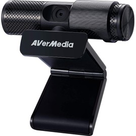 AVerMedia Live Streamer Webcam, Privacy Closure, FHD 1080p Video Call and Recording, Plug and Play, Two Microphones, Stream, Game, Small, Agile, 360 Degree Swivel Design PW313