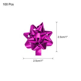MECCANIXITY 100pcs 1" Mini Star Gift Bows Small Metallic Christmas Bows for Gift Wrapping Presents Birthday Wedding, Self Adhesive, Rose Red