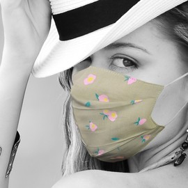 Fashionable Breathable Cotton Mask Adjustable Ear A-Type - Flower Pink 10ea