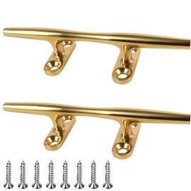 Laorde Boat Cleat 4 inch 5 inch 6 inch 8 inch 10 inch Open Base 316 Stainless Steel Dock Cleat Marine Grade Rope Cleat with Fasteners for Kayaks, Nautical Decor (Golden 5 inch 2 Pack)