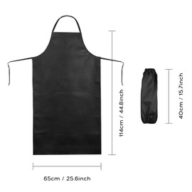 elthmpr Waterproof Leather Apron - 43" Waterproof Aprons for Men with 2 Sleeves Artificial Leather Apron Black Apron Adjustable for Dishwashing Kitchen Heavy Duty Work Apron for Chef Butcher
