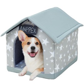 ANPPEX Cozy Dog House Indoor,XL Size Indoor Dog House for Medium and Large Dogs,Covered Dog Bed House with Cushion,Grey