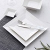 Porlien 24-Piece Classic Square Dinnerware Set for 6-Off White Plates