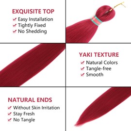 RUN SHUI Rose Red+Blue Pre stretched Braiding Hair 2 Packs Pre feathered Braid Hair Extensions 30 Inches Hair Braids