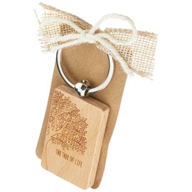 Mopec - MWA10 Tree of Life Wooden Key Ring, Multi-Colour, 9 x 4.5 cm