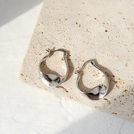 Stocking Stuffers Holiday Outfits for Women 2024 Chunky Earrings for Women Silver Statement Earrings Chunky Statement Earrings Geometric Stud Earrings Silver Jewelry Gift for Women