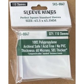 Sleeve Kings Perfect Square Standard Sleeves 63.5 x 63.5 MM (10x110 Pack, 1100 Sleeves)
