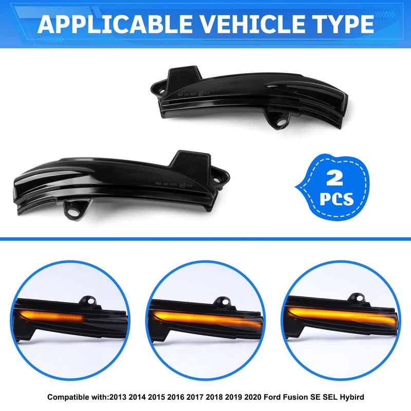 doiplent [2pcs] Side Mirror Sequential Turn Signal Lights for Ford