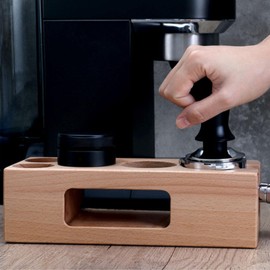 zalati Tamping Station Tamper Holder Wood Espresso Coffee Filter Stand Portafilter Rack for Coffee Making - 51/54 mm